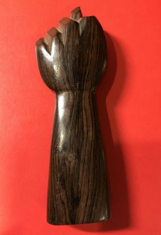 Vintage Hand Carved Wood Figa Sculpture Fist Good Luck Repel Evil Mid Century 2