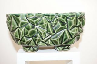 Green Mid - Century Vintage Rectangle Planter - Geometric - Made In Usa