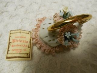 Vintage N Victoria Capodimonte Covered Hand Painted Ring Container Made In Italy