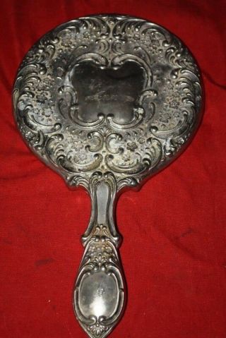 Vintage Mirror Over 100 Years Old ? Very Heavy Silver Color ? Velvia Ann Rare