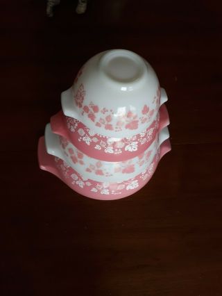 Set Of 4 Vintage Pyrex Pink Gooseberry Mixing Nesting Bowls