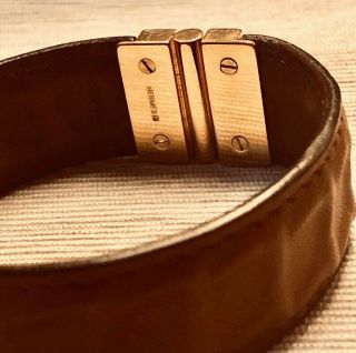 100 Authentic Hermes Leather Bracelet,  Vintage,  Burgundy With Metal Clasp