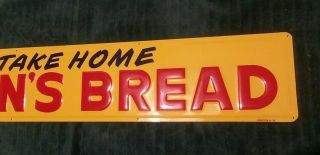 Vintage 1959 KERNS Bread Embossed Tin Litho Sign NOS Minty 3