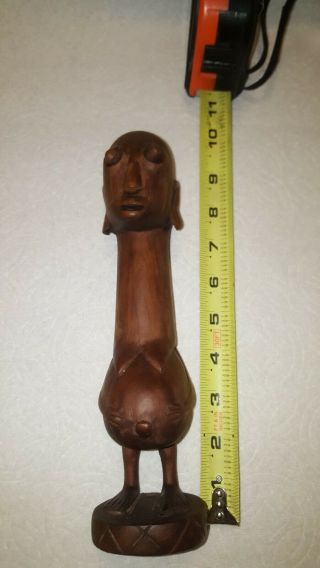 Hand Carved Woman African Brown Wooden Figure Statue Art 9 1/2 " Tall