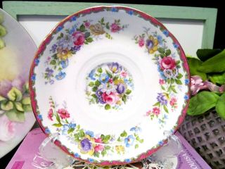 Royal Aradalt tea cup and saucer pink wild flowers pink rose teacup England 1940 2
