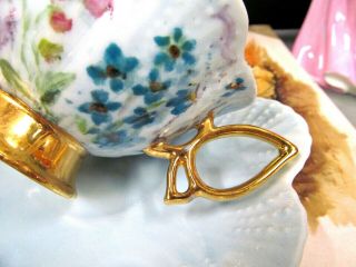 MADE IN Japan tea cup and saucer painted floral butterfly handle teacup baby blu 2