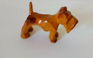 Vintage folk art primitive hand carved wood terrier dog figure 2