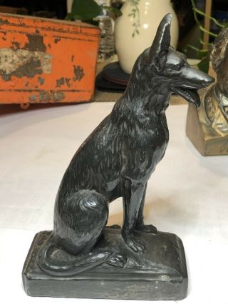 French Art Deco Metal Statuette Of A German Shepherd Dog Statue