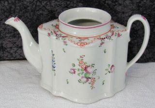 Antique English Hall Hard Paste Teapot W/ Hand - Painted Floral Decoration