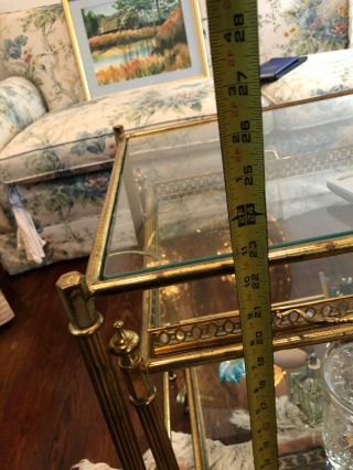 Pr1026: Vintage Brass and Glass Coffee table with Rolling Small Tables Estate Sa 2