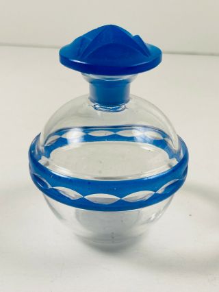 Vintage Cobalt Blue Glass Czech Perfume Bottle Czechoslovakia