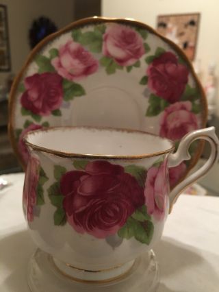 Vintage Footed Tea Cup And Saucer Royal Albert Old English Rose (rare) 1930s