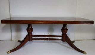 Vintage Mersman 7729 Mahogany Wood Pedestal Coffee Table Claw Feet Duncan Phyfe