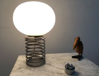 Lampe De Bureau Ressort Vintage 90 Style Ingo Maurer Globe Verre Opalin Tbe