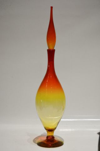 Rare Vintage Blenko Art Glass Decanter Bottle Tangerine 6528s Joel Myers Wow