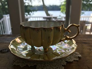 Vintage Royal Scaly China 3 Footed Gold Trim Porcelain Tea Cup Japan
