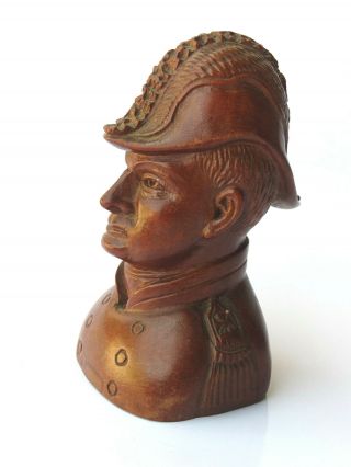 19th C.  Antique Wood Folk Art Carved British Colonial Military Officer Bust