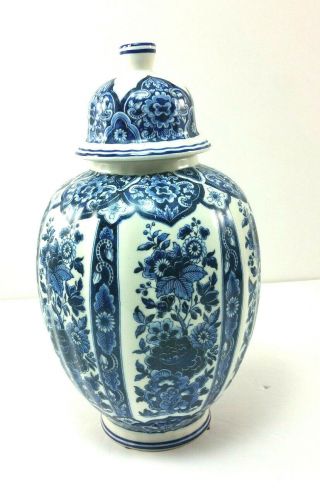 Ardalt Blue Delphia Porcelain Ginger Jar And Lid Blue White Floral Italy Vintage