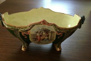 Antique Porcelain Centerpiece Bowl Footed Hand Painted Numbered