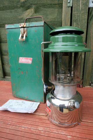 Old Vintage Coleman 335 Petrol ? Lantern Camping Fishing Lamp Chrome Plated Tank