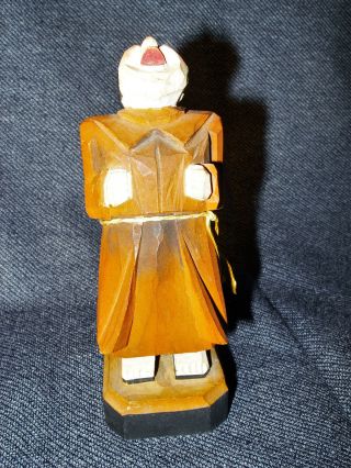 Rare Antique Hand Carved And Painted Wooden Monk Figurine Folk Art Euc