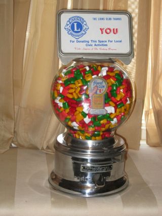 Vintage Ford Chicklet Vending Penny Machine 1 Cent Glass Globe - Not Gumball