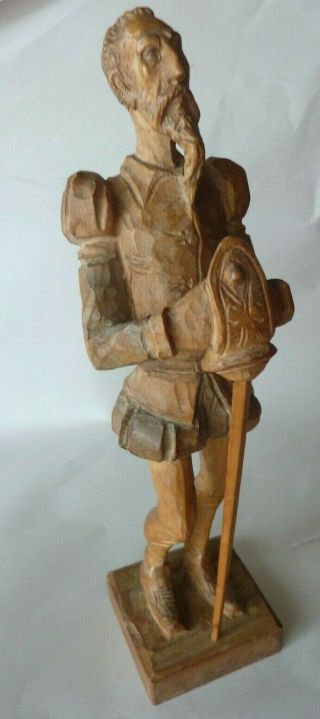 Hand Carved Wood Don Quixote Figure Antique Statue