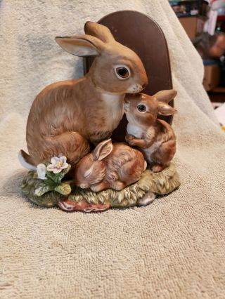 Masterpiece Porcelain By Homco " Bunny Blessings " Rabbit Figurine 1990