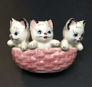 Brinn’s Pittsburgh,  Pa,  3 Kittens In A Pink Basket,  Figurine Collectible Japan
