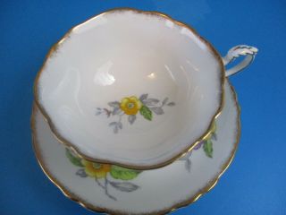 PARAGON CUP & SAUCER WHITE WITH YELLOW FLOWERS DOUBLE WARRANT 3