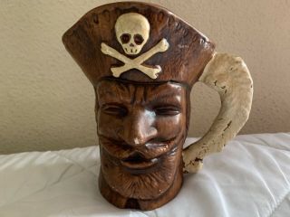 Vintage 3d Pirate Skull Beer Tankard Treasure Craft Ceramic Tiki Mug
