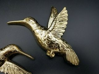 HOMCO Vintage Hummingbird Wall Plaques; Gold Tone; With Wall Hangers; Set of 2 2