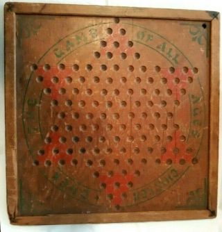 Antique Wooden 2 - Sided Game Board From 1937