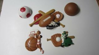 5) Vintage Homco & Burwood Sports Themed Wall Plaques / Wall Hangings (md)