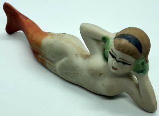 Vintage Antique Miniature Bathing Beauty Bisque Mermaid Figure Nude 17