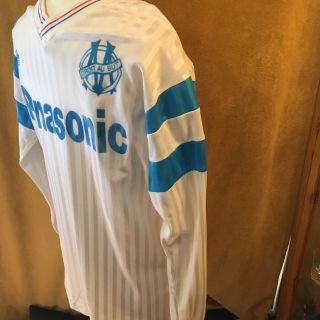 Marseille OM 1990 91 Adidas France Panasonic Waddle Papin Vintage Soccer EX Con 2