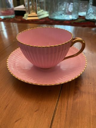 Brown Westhead Moore Cauldon Pink Teacup With Saucer.