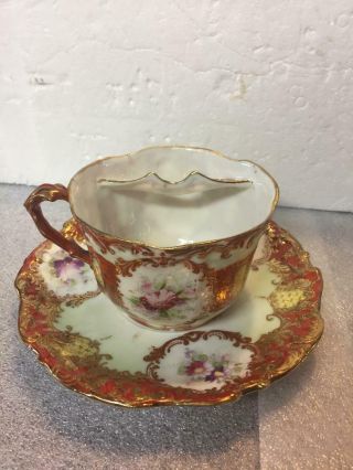 Antique Mustache Tea Cup And Saucer