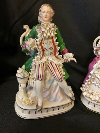 Victorian Pair Antique 7 - 12”” Figurines Crossed Sword Mark Whales China Company 2