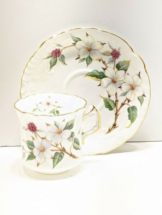 Hammersley Tea Cup And Saucer Dogwood Blossom Floral Embossed Teacup 1950s