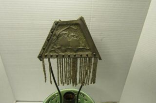 Handled Tooled Vintage Arts/crafts Newcomb College? Lamp Shade With Owls Brass ?