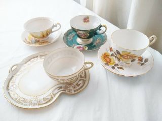 Vintage Set Of 4 Mismatched Tea Cups And Saucers Tea Party Regency English Sealy
