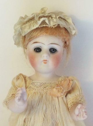 Antique All Bisque Jointed Girl Doll Painted Eyes 130/3 1/2 5 "