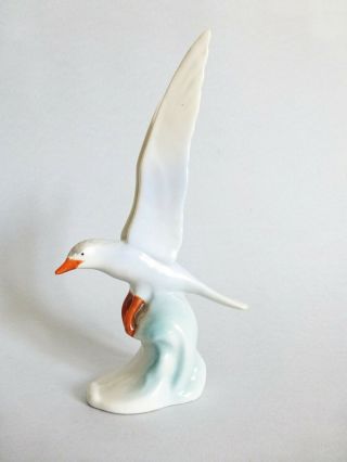 Vintage Hungarian Hollohaza Porcelain Bird Figurine,  Seagull Statuette