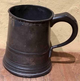 Antique English Pewter 1/2 Pint Tankard Or Mug,  James Yates,  C.  1800
