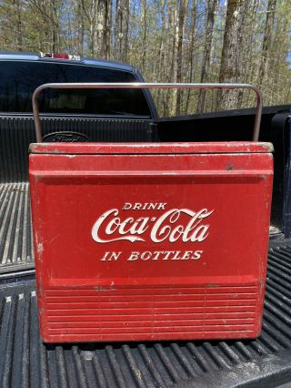 Vintage Coke Cooler " Drink Coca - Cola In Bottles " W/ Bottle Opener Rare