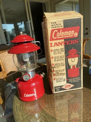 Vintage 1962 Coleman Red Lantern No 200a Dated 4/62 Pyrex Globe