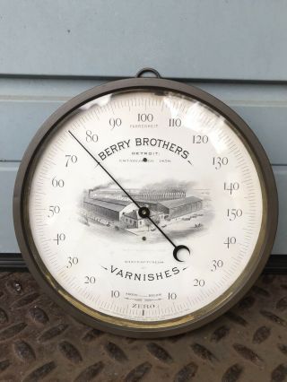 Vintage Standard Thermometer Round 9 " Detroit Berry Brothers Varnish Advertising