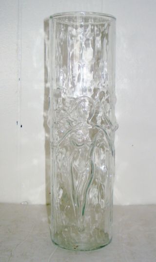 Vintage Art Deco Relief Glass Vase Naked Ladies Design Nr