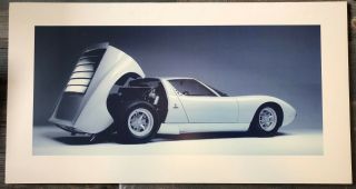 Vintage Lamborghini Dealer Miura Hardback 48x26 Wall Poster